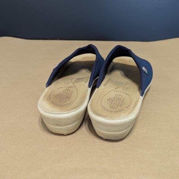 Fly Flot Navy Blue Mesh Comfort Sandals Slip On Mules Open Toe Cushioned SHoes - Picture 3 of 7